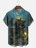Moisture-wicking Vintage Diver Art Chest Pocket Hawaiian Shirt