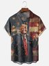 Moisture-wicking Independence Day American Flag Trump Chest Pocket Casual Shirt