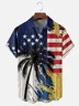 Moisture-wicking American Flag Palm Tree Chest Pocket Hawaiian Shirt