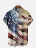Moisture-wicking American Flag Independence Day Oil Painting Chest Pocket Casual Shirt