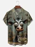 Moisture-wicking Coffee Drinking Cow Chest Pocket Hawaiian Shirt