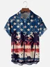 Moisture-wicking American Flag Palm Tree Chest Pocket National Patriotic Shirt
