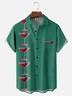 Moisture-wicking Fun Cocktail Art Chest Pocket Bowling Shirt