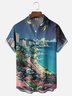 Hardaddy X Artist Clayziq Moisture-wicking Beach Building Scenery Chest Pocket Hawaiian Shirt