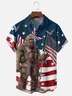 Tall Size Moisture-wicking American Flag Bigfoot Chest Pocket Casual Shirt