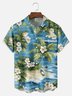 Big Size Moisture-wicking Tropical Hibiscus Flower Chest Pocket Hawaiian Shirt