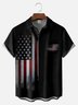 Big Size Moisture-wicking American Flag Chest Pocket Bowling Shirt