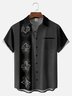 Big Size Moisture-wicking Poker Symbols Chest Pocket Bowling Shirt