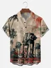 Big Size Moisture-wicking Star Robot Chest Pocket Hawaiian Shirt