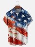 Tall Size Moisture-wicking American Flag Oil Painting Ink Art Chest Pocket Casual Shirt