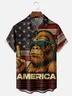 Tall Size Moisture-wicking Independence Day Bigfoot American Flag Chest Pocket Casual Shirt