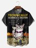 Big Size Moisture-wicking Chemistry Cat Bartender Cocktail Chest Pocket Hawaiian Shirt