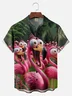 Big Size Moisture-wicking Flamingo Funny Shock Art Chest Pocket Hawaiian Shirt