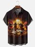 Tall Size Moisture-wicking Rooster Poker Chip Farm Chest Pocket Casual Shirt