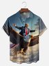 Big Size Moisture-wicking Trump Eagle Patriotic Chest Pocket Casual Shirt