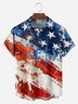 Big Size Moisture-wicking American Flag Oil Painting Ink Art Chest Pocket Casual Shirt