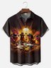 Big Size Moisture-wicking Rooster Poker Chip Farm Chest Pocket Casual Shirt
