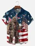 Big Size Moisture-wicking American Flag Bigfoot Chest Pocket Casual Shirt