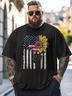 Big Size Men's American Flag Independence Day Sunflower Loose T-shirt