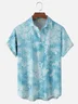 Moisture Wicking Gradient Abstract Tropical Plants Leaves Chest Pocket Hawaiian Shirt