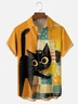 Moisture-wicking Art Black Cat Chest Pocket Casual Shirt