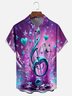 Moisture-wicking Abstract Gradient Musical Notes Chest Pocket Hawaiian Shirt