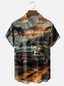Moisture-wicking Retro Art Classic Car Chest Pocket Casual Shirt