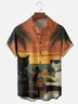 Moisture Wicking Holiday Black and White Cat Chest Pocket Hawaiian Shirt