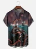 Moisture-wicking Giant Ocean Octopus Chest Pocket Hawaiian Shirt