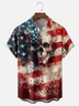 Moisture Wicking American Flag Skull Chest Pocket Hawaiian Shirt