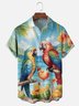 Moisture-wicking Summer Parrot Beach Cocktail Vacation Chest Pocket Hawaiian Shirt