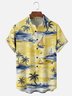Moisture-wicking Coconut Tree Sailboat Chest Pocket Hawaiian Shirt
