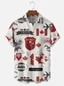 Moisture Wicking Canada Day Elk Maple Leaf Map Chest Pocket Hawaiian Shirt