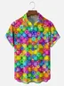 Moisture Wicking Gradient Geometric Color Block Chest Pocket Hawaiian Shirt