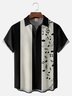 Big Size Moisture-wicking Music Note Chest Pocket Bowling Shirt