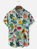 Tall Size Moisture-wicking Tropical Parrots Palm Tree Chest Pocket Hawaiian Shirt