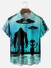 Big Size Moisture-wicking Big Foot Alien Chest Pocket Casual Shirt