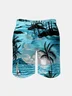 Men's Swim Trunks Hawaiian Tropical Palm Tree Beach Shorts with Pockets