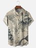 Tall Size Moisture-wicking Ocean Map Sailboat Lighthouse Chest Pocket Casual Shirt