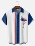 Big Size Moisture-wicking Flamingo Chest Pocket Bowling Shirt