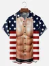 Big Size Moisture-wicking American Flag Muscle Chest Pocket Casual Shirt