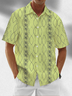 Moisture Wicking Geometric Lines Floral Chest Pocket Hawaiian Shirt