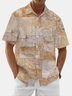 Moisture Wicking Vintage Map Chest Pocket Hawaii Shirt