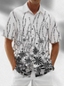 Moisture Wicking Geometric Floral Chest Pocket Hawaiian Shirt