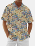 Moisture Wicking Tropical Plants Flamingo Chest Pocket Hawaiian Shirt