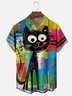 Moisture-wicking Young Funny Cat Chest Pocket Casual Shirt