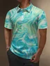 Moisture Wicking 3D Abstract Gradient Stripes Short Sleeve Golf Polo