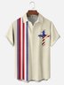 Moisture-wicking American Flag Cross Independence Day Chest Pocket Bowling Shirt