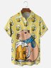 Hardaddy X Artist Kimprut Imut Moisture-wicking Beer Capybara Chest Pocket Hawaiian Shirt