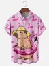 Hardaddy X Artist Kimprut Imut Moisture-wicking Flamingo Capybara Chest Pocket Hawaiian Shirt